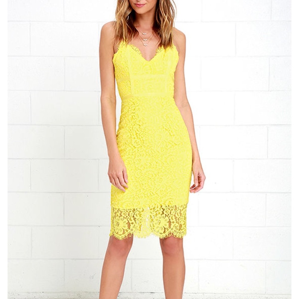 Lulus lace yellow mini dress